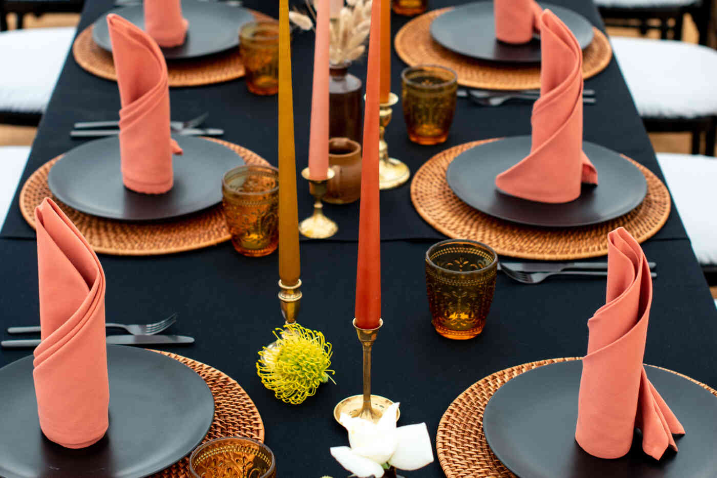 Autumn Orange Linen For Hire Tablecloths, Napkins, Runners & More