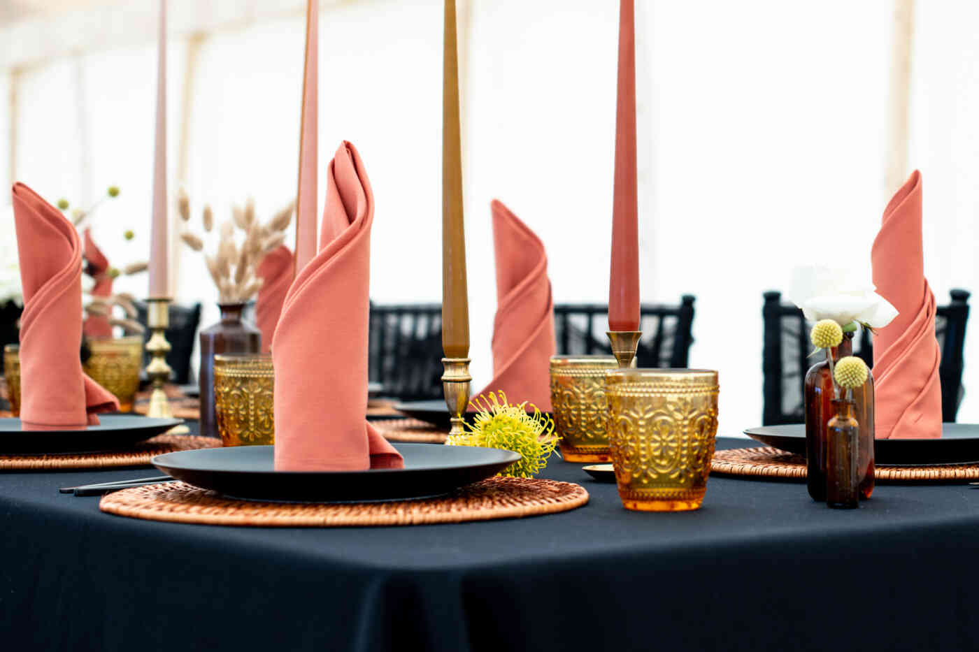 Autumn Orange Linen For Hire Tablecloths, Napkins, Runners & More