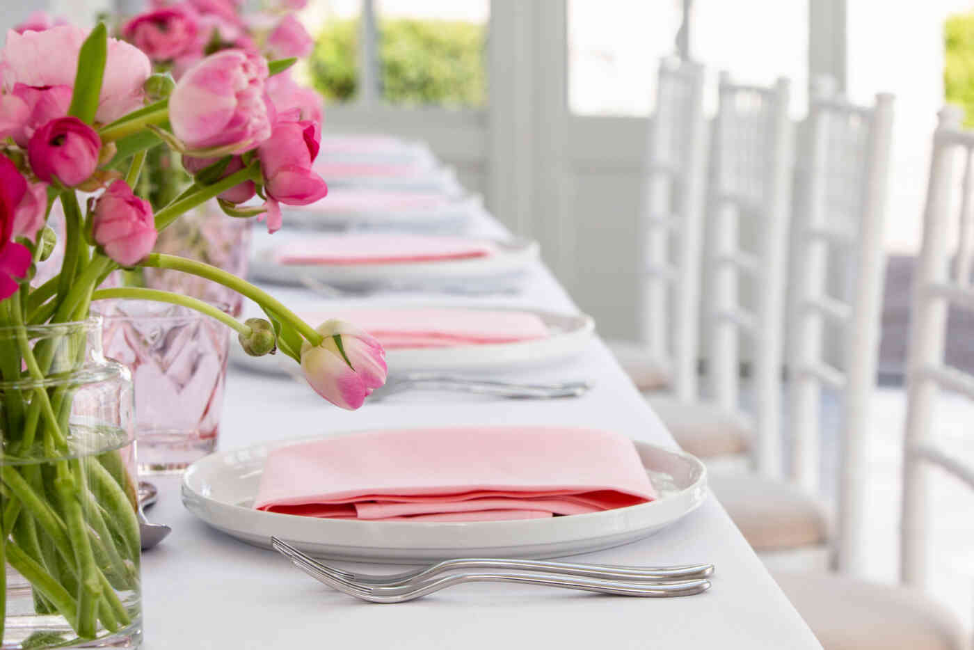 Blossom Pink Table Linen For Hire Tablecloths, Napkins, Runners