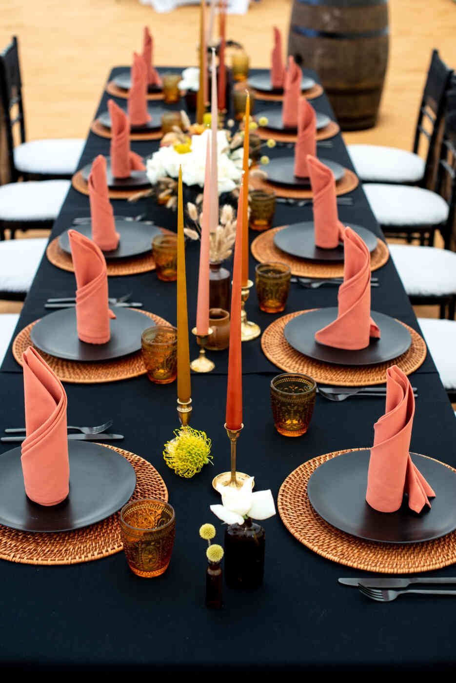 Autumn Orange Linen For Hire Tablecloths, Napkins, Runners & More