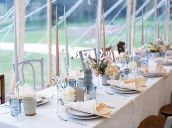 Arctic White table cloth used as a base