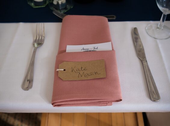 Rose Blush napkins at a wedding reception