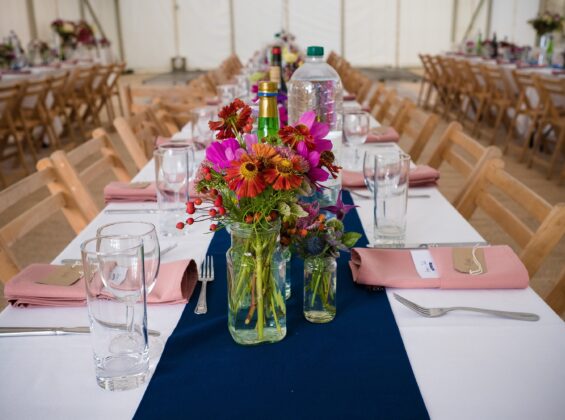 Rose Blush napkins at a wedding reception