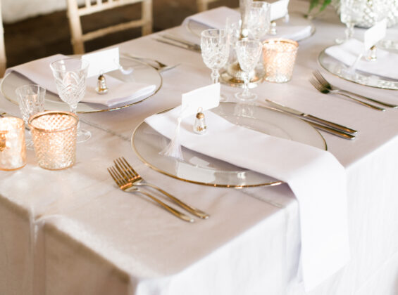 Arctic White Crystal Organza fabric tablecloths