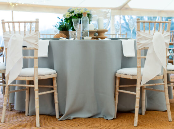 Arctic White chair sashes and napkins