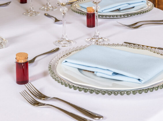 Three Cambridge Blue table linen napkins