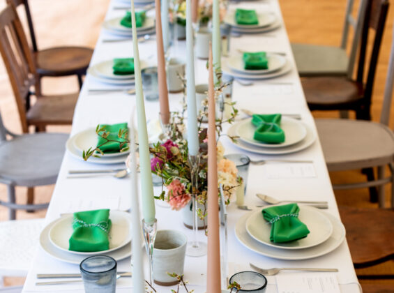 Mint Green napkins on Arctic White table cloth