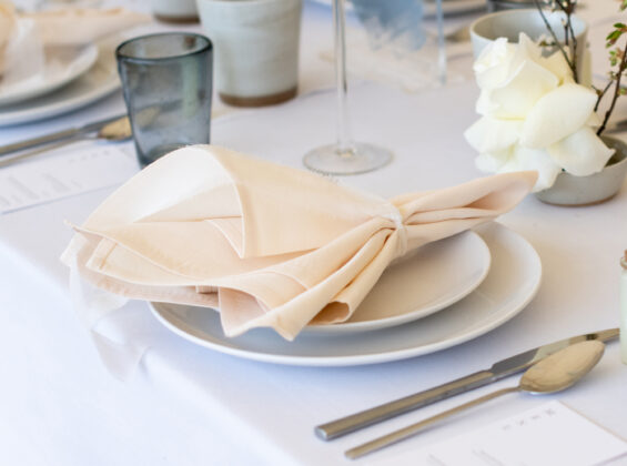 Natural Cream napkin on a Arctic White table cloth