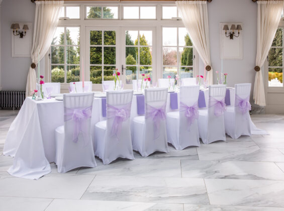 Summer Lavender napkins and organza sashes