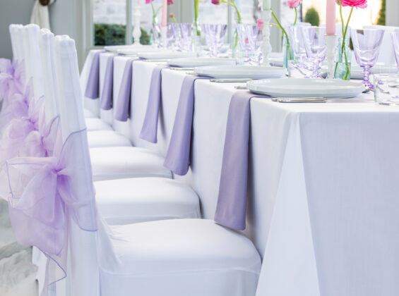 Summer Lavender napkins and organza sashes