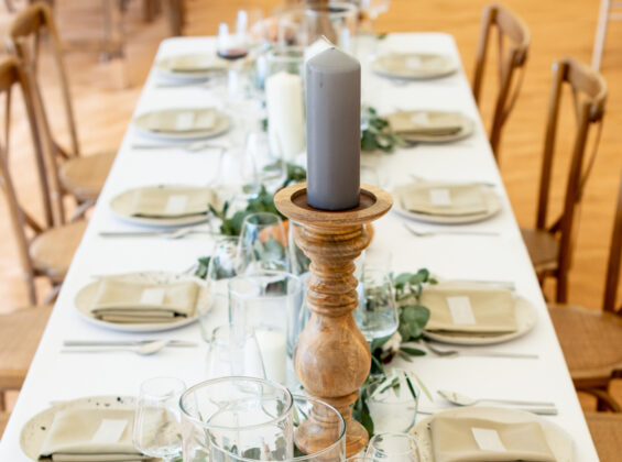 Twelve place settings with Olive napkins