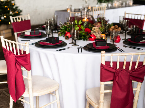 Merlot Red Napkins and Chair Sashes