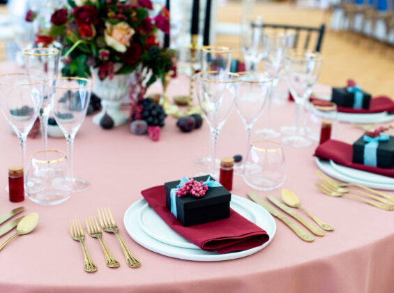 Rose Blush with Merlot Red